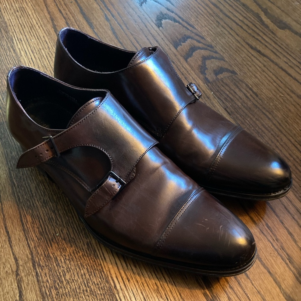 Suit Supply Italian Leather Double Monks in Dark Brown